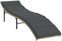 vidaXL Gartenliege Sonnenliege mit Kissen Hellgrau 55x199x50 cm Poly Rattan, 1...
