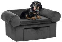vidaXL Hundebett, Hundesofa mit Schublade Dunkelgrau 75x50x38 cm Pl&uuml;sch grau