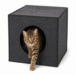 lionto Tierh&ouml;hle quadratisch, Regaleinsatz & Katzenbett 2-in-1, 33x37x33 cm