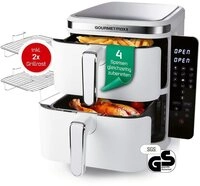 GOURMETmaxx Hei&szlig;luftfritteuse FryUp Vertikaler Doppelkammer Airfryer 2x 5l,...