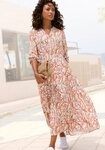 LASCANA Maxikleid mit Alloverprint und V-Ausschnitt aus Viskose, locker...