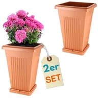 GarPet Pflanzk&uuml;bel 2er Set Pflanz K&uuml;bel Pyramide Gro&szlig; Blumen Untersetzer 50