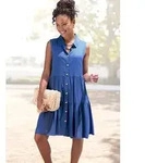 Vivance by Lascana Sommerkleid aus gewebter Viskose, A-Linien-Kleid Blusenkleid...