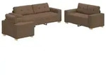 vidaXL Sofa Sofa 3 pcs Braun 221 x 80 x 80 cm Leinenmischgewebe, 3 Teile