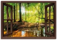 Artland Wandbild Fensterblick - Wald mit Bach, Wald (1 St), als Leinwandbild, Poster,