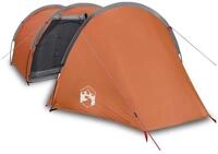 vidaXL Tunnelzelt, Campingzelt 4 Personen Grau und Orange Wasserdicht