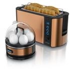 Arendo Fr&uuml;hst&uuml;cks-Set (2-tlg), 4-Scheiben Langschlitz Toaster, 7er Eierkocher,