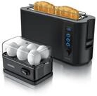 Arendo Fr&uuml;hst&uuml;cks-Set (2-tlg), 2-Scheiben Langschlitz Toaster, 6er Eierkocher,