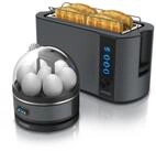 Arendo Fr&uuml;hst&uuml;cks-Set (2-tlg), 4-Scheiben Langschlitz Toaster, 7er...