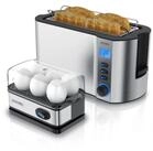 Arendo Fr&uuml;hst&uuml;cks-Set (2-tlg), 4-Scheiben Langschlitz Toaster, 6er Eierkocher,