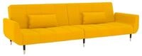 vidaXL Schlafsofa, Sofa 2-Sitzer mit 2 Kissen Gelb Samt