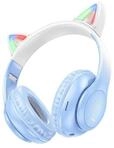 hoco. Kabellose Kopfh&ouml;rer Blau mit Bluetooth W42 Katzenohr kirschbl&uuml;te