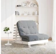 vidaXL Sofa, Futon Schlafsofa mit Matratze Wei&szlig; 80x206x11 Massivholz Kiefer