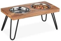 relaxdays Futterstation Napfst&auml;nder Akazienholz XL