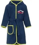 Playshoes Kinderbademantel Frottee-Bademantel Feuerwehr blau 110/116