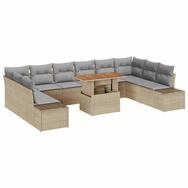 vidaXL Loungesofa Garten-Sofa-Set mit Kissen 11 pcs Beige und Grau, 11 Teile