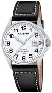 Calypso Quarzuhr Basic Herrenuhr K5870-1 Weiss Lederband Schwarz 40,2 mm