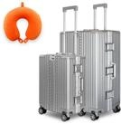 WINLIFE Trolley Hartschalen-Koffer Alu-Rahmen Silber Trolley M, L, XL + Nackenkissen,