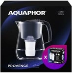 AQUAPHOR Wasserfilter Provence, schwarz. Set mit 2x A5 Filterkartuschen, Zubeh&ouml;r