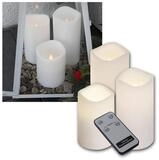 STAR TRADING LED-Kerze LED Au&szlig;enkerzen PAUL 3er Set Fernbedienung & Timer