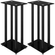 vidaXL Lautsprecherst&auml;nder Lautsprecher-St&auml;nder 2 Stk. Schwarz Hartglas 4 S&auml;ulen