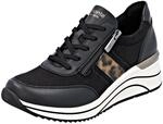 Keilsneaker REMONTE, Damen, Gr. 36, schwarz (schwarz, leo), Lederimitat, Textil,