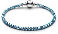 Pandora Armband Gliederarmband Blaue Kordel Sterling-Silber 593816C01-19 cm
