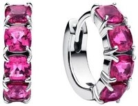 Pandora Paar Creolen Pandora Creolen Ohrringe Damen Rosafarbene Kristalle Silber