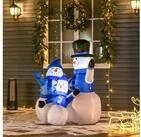 HOMCOM Weihnachtsfigur Aufblasbarer Schneemann Familie mit LED Beleuchtung und