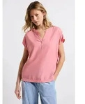 STREET ONE Kurzarmbluse Split Neck rosa 34 EU