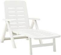 furnicato Gartenliege Sonnenliege Kunststoff Wei&szlig; 72x189x96 cm verstellbar und