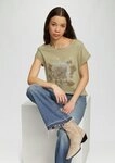 QS Kurzarmshirt T-Shirt Oversize-Shirt in gewaschener Optik mit Frontprint