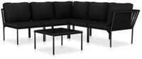 vidaXL Gartenlounge-Set, 6-tlg. Lounge Set mit Auflagen Schwarz PVC