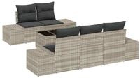 vidaXL Gartenlounge-Set Sofa Set mit Kissen 6 pcs Hellgrau Poly Rattan, (6-tlg)