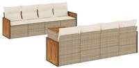 vidaXL Gartenlounge-Set 9-tlg. Garten-Sofagarnitur mit Kissen Grau Poly Rattan,