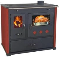 Prometey Festbrennstoffherd Practik LUX bordeaux, rechte Version, 9,50 kW