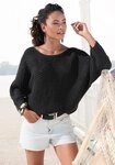 LASCANA Fledermauspullover mit aufwendigem Strickmuster, Lochstrickmuster...