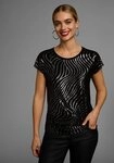 Laura Scott Rundhalsshirt aus elastischem Jersey, Kurzarm-Design,...
