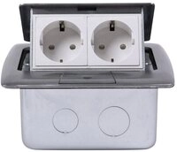 HEITRONIC Steckdose Heitronic 40462 2fach Fu&szlig;boden-Einbausteckdose IP20 Silber