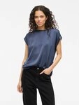Vila Kurzarmshirt VIELLETTE S/S SATIN TOP - NOOS Kunstfaser, regular fit