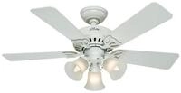 Hunter Deckenventilator Deckenventilator Beacon Hill 107 cm Wei&szlig; mit Licht, Mit