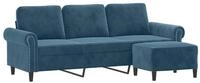 vidaXL Sofa 3-Sitzer-Sofa mit Hocker Blau 180 cm Samt, 1 Teile