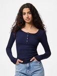 pieces Langarmshirt PCKITTE LS TOP NOOS BC Baumwollmischung, slim fit