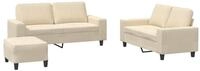 vidaXL Sofa 3-tlg. Sofagarnitur Creme Stoff
