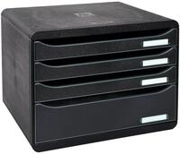 EXACOMPTA Schubladenbox Schubladenbox Big Box Plus Horizon Quer 4 Schubladen Schwarz