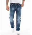 Rock Creek Straight-Jeans Herren Jeans dicke N&auml;hte Dunkelblau RC-2272 blau W33 L30