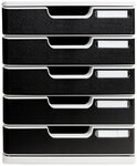 EXACOMPTA Schubladenbox Modulo A4, 5 geschlossene Schubladen, Office - Schwarz -