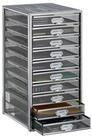 relaxdays Schubladenbox A4 mit 10 F&auml;ch, silber