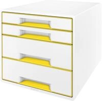 LEITZ Organizer Schubladenbox Wow Cube 4 Schubladen Polystyrol wei&szlig;/gelb