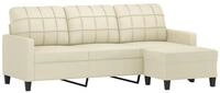 vidaXL Sofa 3-Sitzer-Sofa mit Hocker Creme 180 cm Kunstleder